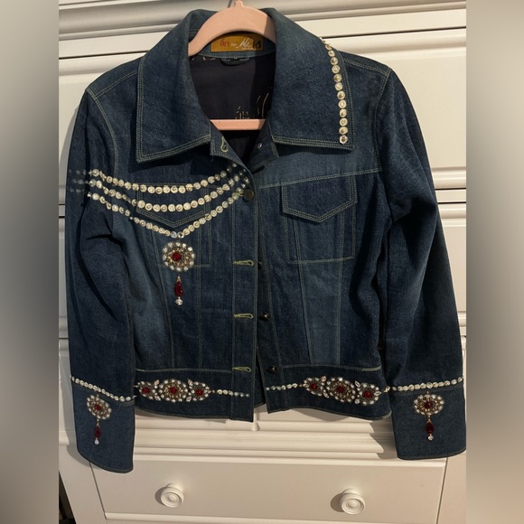 a and me Jackets & Blazers - Unique Dark Denim Embellished Women’s Jacket by “a and me”